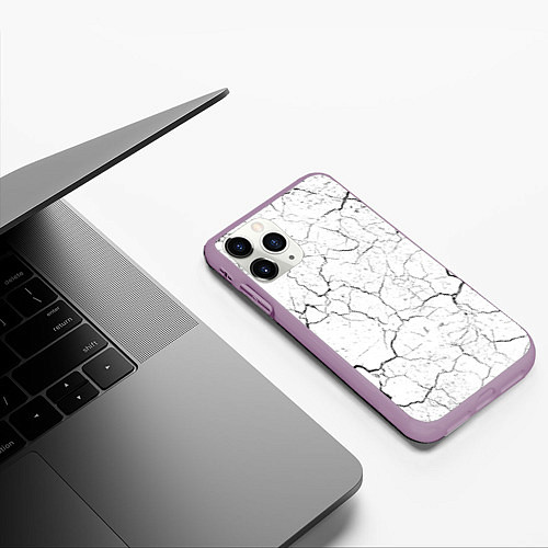 Чехол iPhone 11 Pro матовый Трещины / 3D-Сиреневый – фото 3