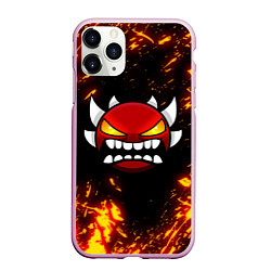 Чехол iPhone 11 Pro матовый Geometry Dash: Demon Z, цвет: 3D-розовый