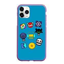 Чехол iPhone 11 Pro матовый Geometry Dash: Icons, цвет: 3D-фиолетовый