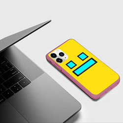 Чехол iPhone 11 Pro матовый Geometry Dash: Smile, цвет: 3D-малиновый — фото 2