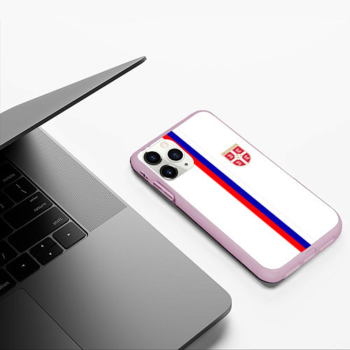 Чехол iPhone 11 Pro матовый Сборная Сербии / 3D-Розовый – фото 3