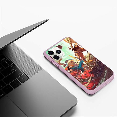 Чехол iPhone 11 Pro матовый Dragon ball Fight / 3D-Розовый – фото 3