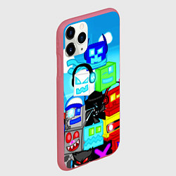 Чехол iPhone 11 Pro матовый Geometry Dash, цвет: 3D-малиновый — фото 2