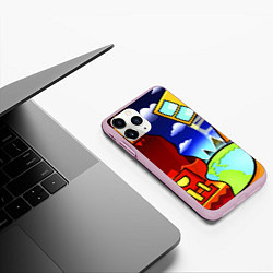 Чехол iPhone 11 Pro матовый Geometry Dash, цвет: 3D-розовый — фото 2