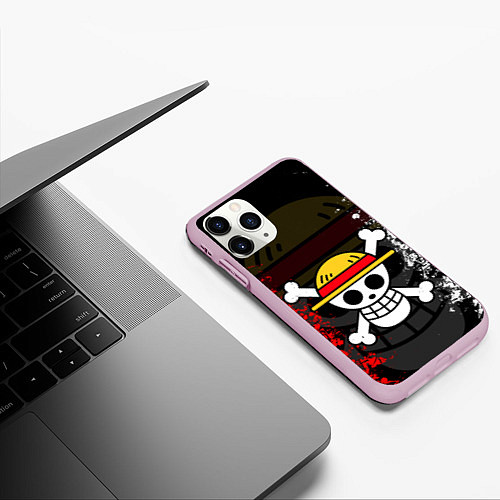 Чехол iPhone 11 Pro матовый ONE PIECE ВАН ПИС ЧЕРЕП / 3D-Розовый – фото 3