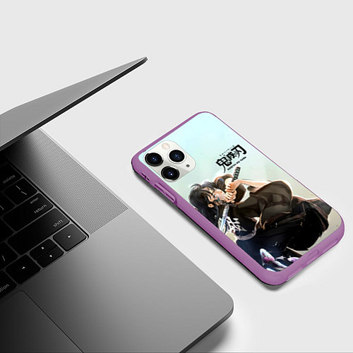 Чехол iPhone 11 Pro матовый Муичиро Токито Kimetsu no Yaiba / 3D-Фиолетовый – фото 3