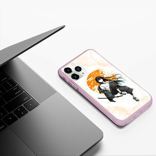 Чехол iPhone 11 Pro матовый Муичиро Токито Kimetsu no Yaiba / 3D-Розовый – фото 3