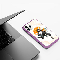 Чехол iPhone 11 Pro матовый Муичиро Токито Kimetsu no Yaiba, цвет: 3D-фиолетовый — фото 2