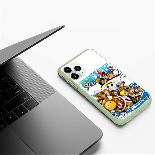 Чехол iPhone 11 Pro матовый ONE PIECE ВАН ПИС МОРЕ / 3D-Салатовый – фото 3