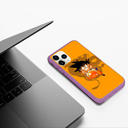 Чехол iPhone 11 Pro матовый Kid Goku, цвет: 3D-фиолетовый — фото 2