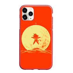 Чехол iPhone 11 Pro матовый Гоку и луна, цвет: 3D-красный