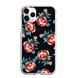 Чехол iPhone 11 Pro матовый Розы, цвет: 3D-белый