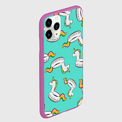 Чехол iPhone 11 Pro матовый Единорог Круг, цвет: 3D-фиолетовый — фото 2