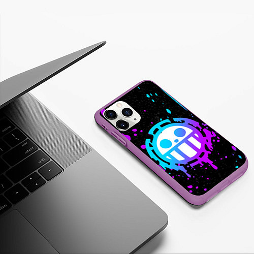 Чехол iPhone 11 Pro матовый ONE PIECE ВАН ПИС НЕОН / 3D-Фиолетовый – фото 3