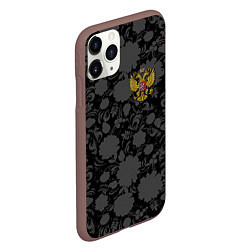 Чехол iPhone 11 Pro матовый Герб России Хохлома, цвет: 3D-коричневый — фото 2