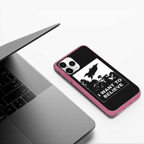 Чехол iPhone 11 Pro матовый Я хочу верить / 3D-Малиновый – фото 3
