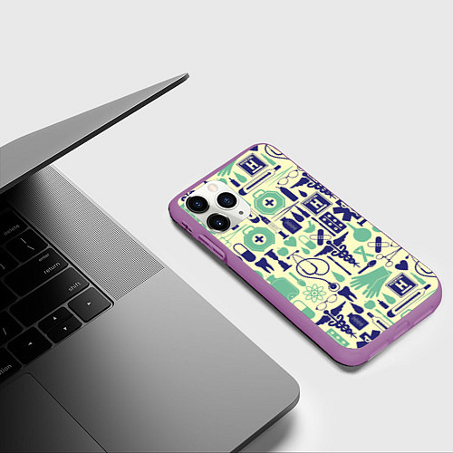 Чехол iPhone 11 Pro матовый Медицина Паттерн Z / 3D-Фиолетовый – фото 3