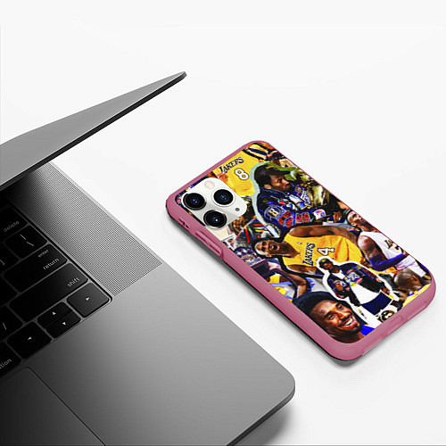 Чехол iPhone 11 Pro матовый КОБИ БРАЙАНТ KOBE BRYANT / 3D-Малиновый – фото 3