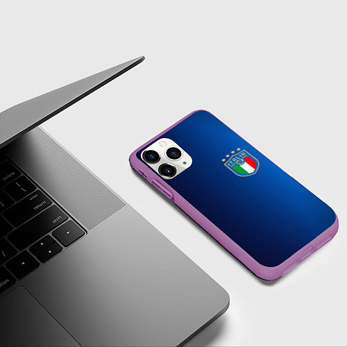 Чехол iPhone 11 Pro матовый Сборная Италии / 3D-Фиолетовый – фото 3