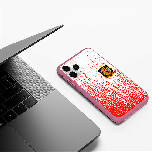 Чехол iPhone 11 Pro матовый Сборная Испании / 3D-Малиновый – фото 3