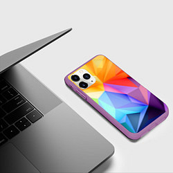 Чехол iPhone 11 Pro матовый Радужная геометрия, цвет: 3D-фиолетовый — фото 2