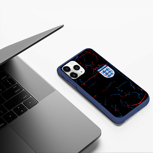 Чехол iPhone 11 Pro матовый Сборная Англии / 3D-Тёмно-синий – фото 3