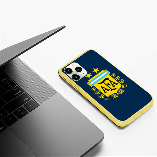 Чехол iPhone 11 Pro матовый Сборная Аргентины / 3D-Желтый – фото 3