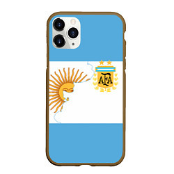 Чехол iPhone 11 Pro матовый Сборная Аргентины, цвет: 3D-коричневый