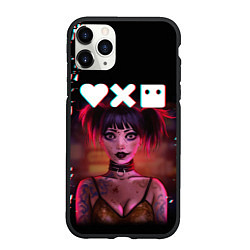 Чехол iPhone 11 Pro матовый Love, Death and Robots Lora Glitch Z, цвет: 3D-черный