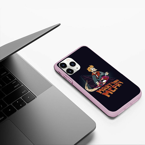 Чехол iPhone 11 Pro матовый Back to Futurama / 3D-Розовый – фото 3