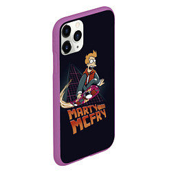 Чехол iPhone 11 Pro матовый Back to Futurama, цвет: 3D-фиолетовый — фото 2