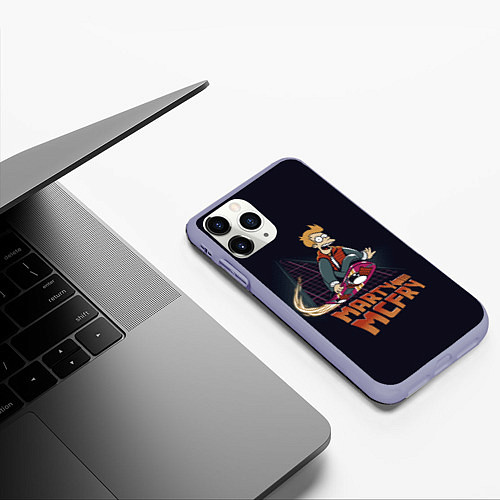 Чехол iPhone 11 Pro матовый Back to Futurama / 3D-Светло-сиреневый – фото 3