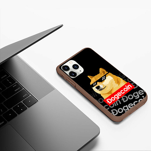 Чехол iPhone 11 Pro матовый DOGECOIN DOGE ДОГИКОИН / 3D-Коричневый – фото 3