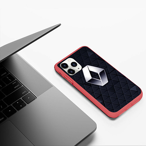 Чехол iPhone 11 Pro матовый RENAULT РЕНО 3Д ГЕОМЕТРИЯ 3D / 3D-Красный – фото 3