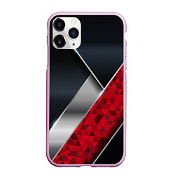 Чехол iPhone 11 Pro матовый 3D BLACK AND RED METAL, цвет: 3D-розовый