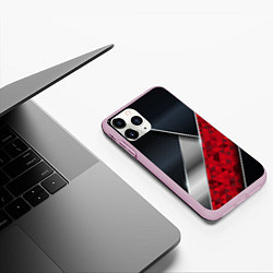 Чехол iPhone 11 Pro матовый 3D BLACK AND RED METAL, цвет: 3D-розовый — фото 2