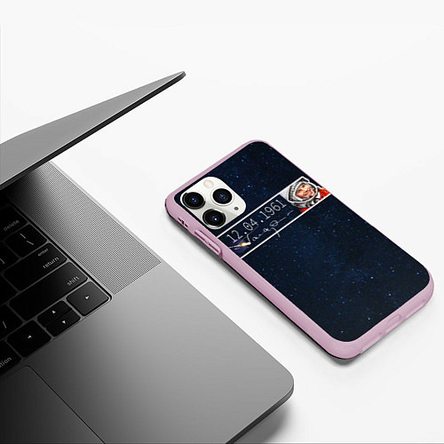 Чехол iPhone 11 Pro матовый Гагарин автограф / 3D-Розовый – фото 3