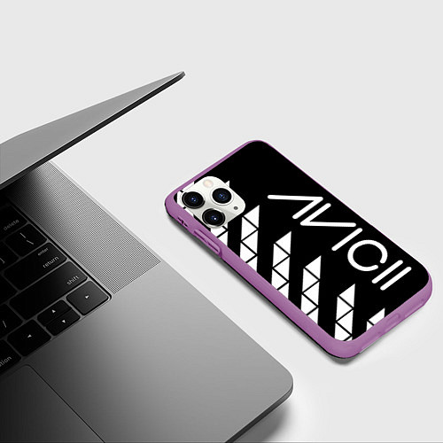 Чехол iPhone 11 Pro матовый AVICII ГЕОМЕТРИЯ / 3D-Фиолетовый – фото 3
