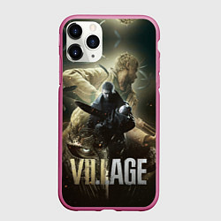 Чехол iPhone 11 Pro матовый Итан,Крис и деревня RE8, цвет: 3D-малиновый