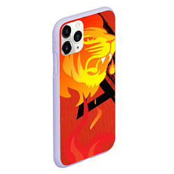 Чехол iPhone 11 Pro матовый Огненный лев, цвет: 3D-светло-сиреневый — фото 2