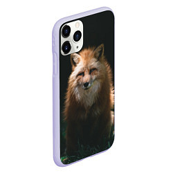 Чехол iPhone 11 Pro матовый Хитрый лис на черном фоне, цвет: 3D-светло-сиреневый — фото 2