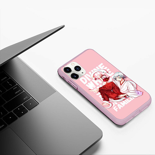 Чехол iPhone 11 Pro матовый Divine white snake / 3D-Розовый – фото 3