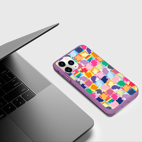 Чехол iPhone 11 Pro матовый Команда пони / 3D-Фиолетовый – фото 3