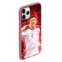 Чехол iPhone 11 Pro матовый Lewandowski Левандовски 9, цвет: 3D-малиновый — фото 2