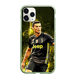 Чехол iPhone 11 Pro матовый Cristiano Ronaldo Juventus, цвет: 3D-салатовый