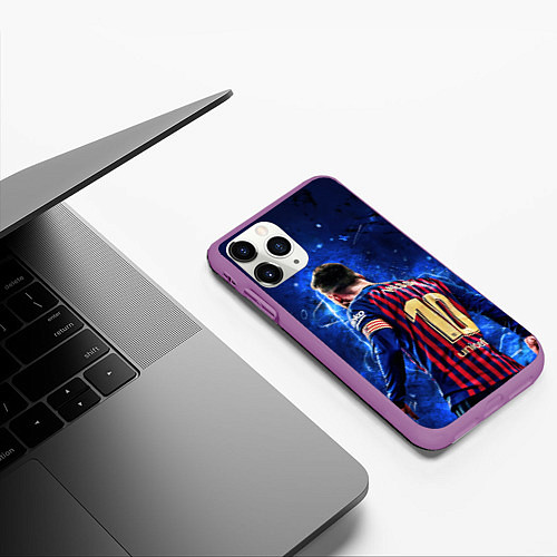 Чехол iPhone 11 Pro матовый Leo Messi Лео Месси 10 / 3D-Фиолетовый – фото 3