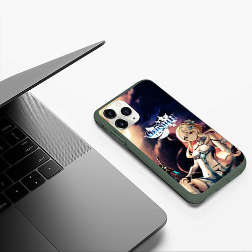 Чехол iPhone 11 Pro матовый Genshin Impact Lumine / 3D-Темно-зеленый – фото 3
