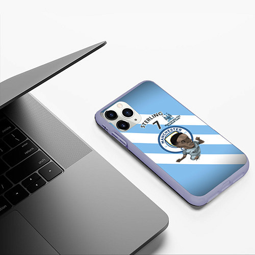 Чехол iPhone 11 Pro матовый Рахим Стерлинг МанСити / 3D-Светло-сиреневый – фото 3