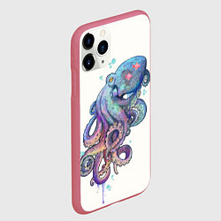 Чехол iPhone 11 Pro матовый Осьминог яркий, цвет: 3D-малиновый — фото 2