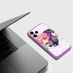 Чехол iPhone 11 Pro матовый Chibi Natsuki and Yuri, цвет: 3D-фиолетовый — фото 2